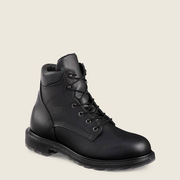 Red Wing Work Boots Black - Mens Supersole® 2.0 - 6-inch Soft Toe - 3468-KFQXH